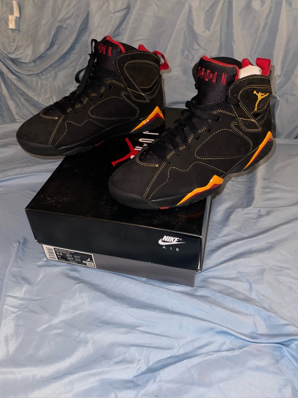 Jordan Retro 7 Citrus Men’s Black/Red/Yellow Retro Basketball Sneakers